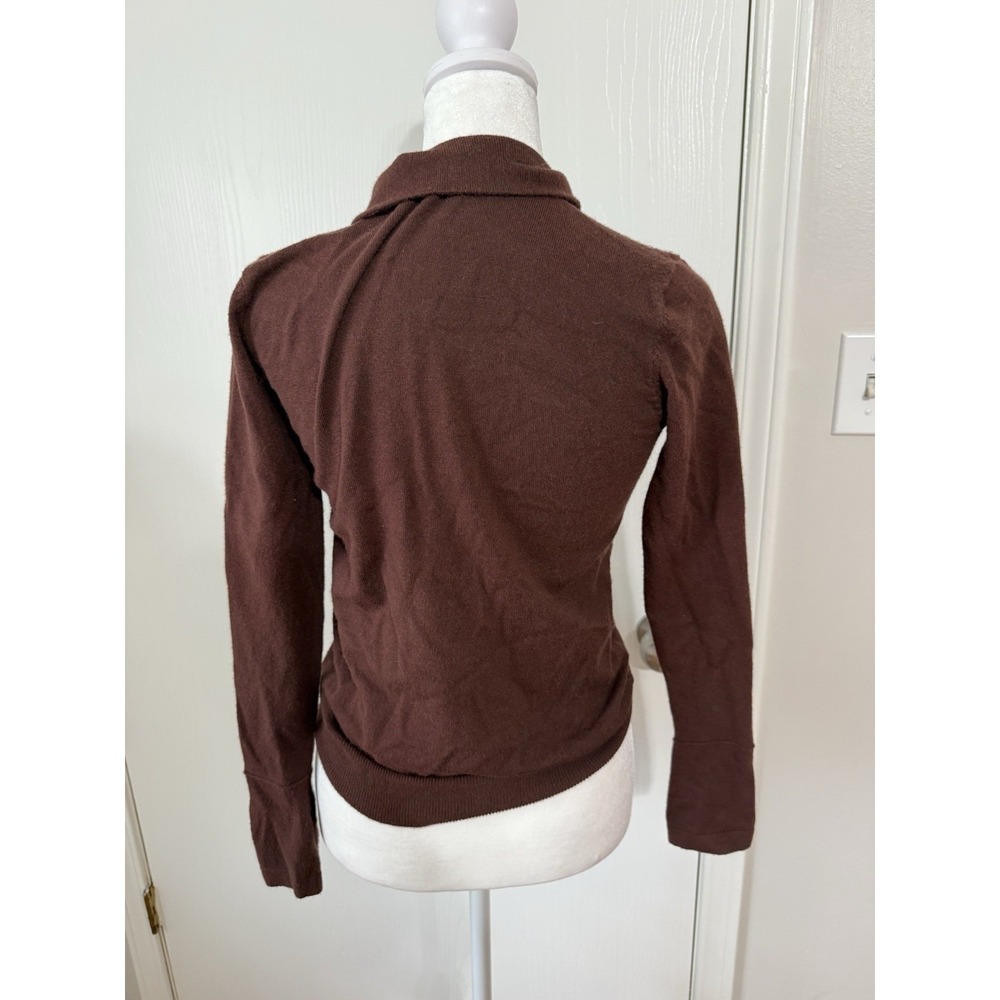 Ryvn Dark Brown Collar Cotton Blend Sweater Preppy Office Academia Small - Picture 5 of 8